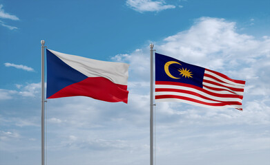 Malaysia and Czech flags, country relationship concept