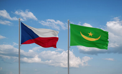 Mauritania and Czech flags, country relationship concept