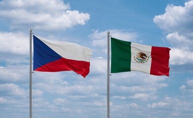 Mexico and Czech flags, country relationship concept