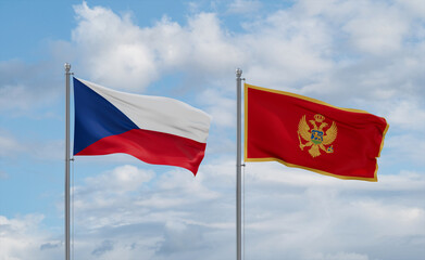 Montenegro and Czech flags, country relationship concept