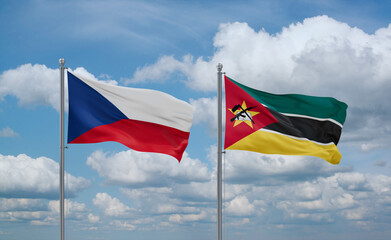 Mozambique and Czech flags, country relationship concept
