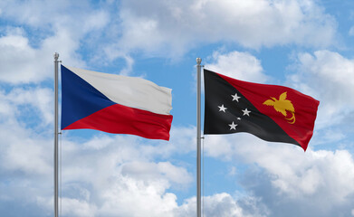 Papua New Guinea and Czech flags, country relationship concept