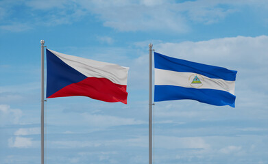 Nicaragua and Czech flags, country relationship concept