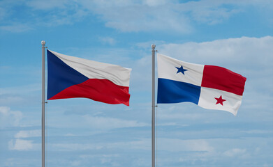 Panama and Czech flags, country relationship concept