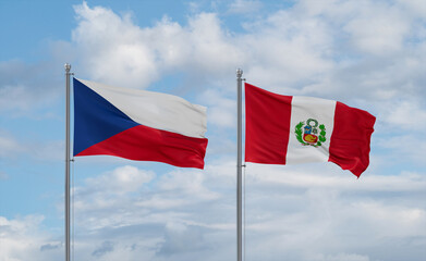 Peru and Czech flags, country relationship concept