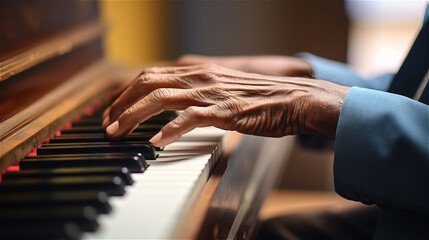 hands of a black person playing piano