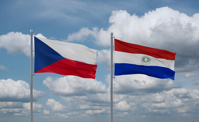 Paraguay and Czech flags, country relationship concept