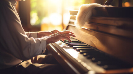 old person playing piano