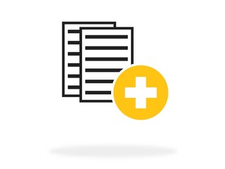 Obraz premium Icon schwarz orange: Papiere hinzufügen