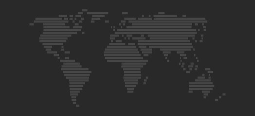 Gestreifte Weltkarte schwarz grau