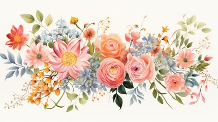 A decorative floral banner with vibrant blooms