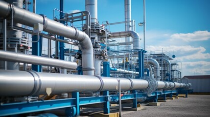 Industrial pipes and valves in a petrochemical plant