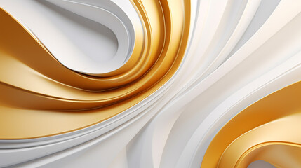 Modern and Creative 3D Abstraction Wallpaper for Walls. 3d Three-dimensional Luxury Golden and White Background