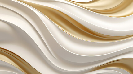Modern and Creative 3D Abstraction Wallpaper for Walls. 3d Three-dimensional Luxury Golden and White Background