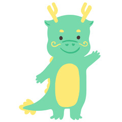 Chinese dragon character greeting flat illustration