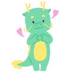 Chinese dragon character loving flat illustration