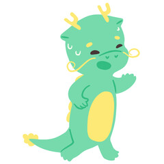 Chinese dragon character running flat illustration
