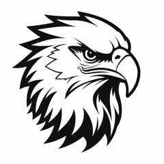 Eagle head logo mascot vector black and white