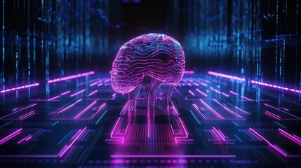 data brain, advanced artificial intelligence for the future rise in technological singularity using deep learning algorithms.  - obrazy, fototapety, plakaty