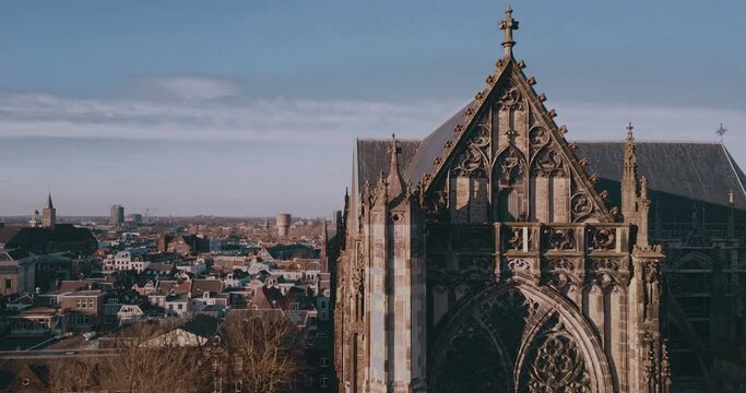 Architecture of Utrecht Cathedral, Dom van Utrecht, Netherlands, Aerial View