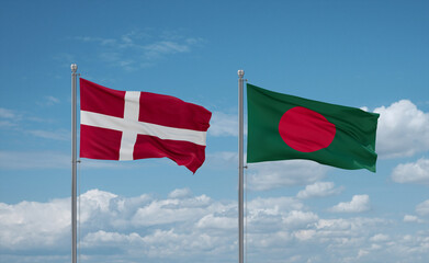 Bangladesh and Denmark flags, country relationship concept