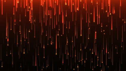 Abstract rain. Large droplets of particles are blurred vertically. Gradient background. 3D render.