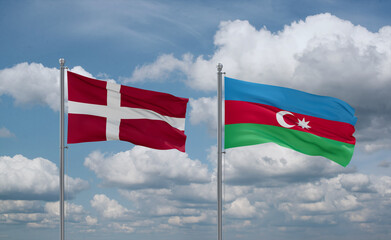 Azerbaijan and Denmark flags, country relationship concept