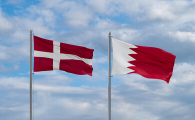 Bahrain and Denmark flags, country relationship concept