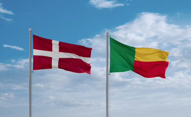Benin and Denmark flags, country relationship concept