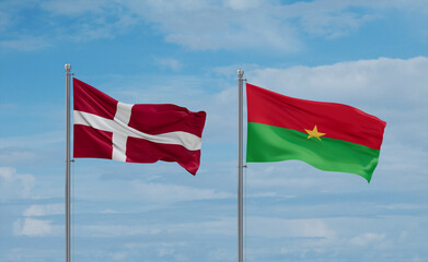 Burkina Faso and Denmark flags, country relationship concept