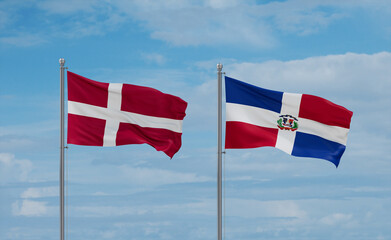 Belgium and Denmark flags, country relationship concept