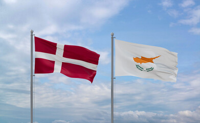 Cyprus and Denmark flags, country relationship concept