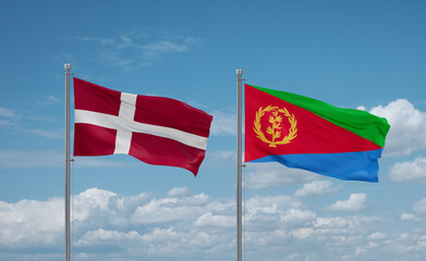 Eritrea and Denmark flags, country relationship concept