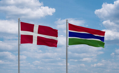 Gambia and Denmark flags, country relationship concept