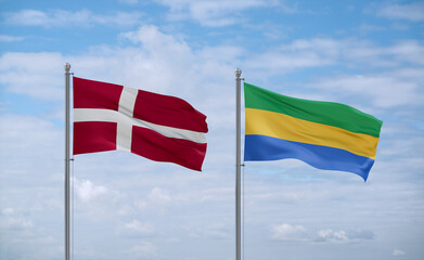 Gabon and Denmark flags, country relationship concept