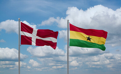 Ghana and Denmark flags, country relationship concept