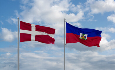 Haiti and Denmark flags, country relationship concept