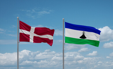 Lesotho and Denmark flags, country relationship concept