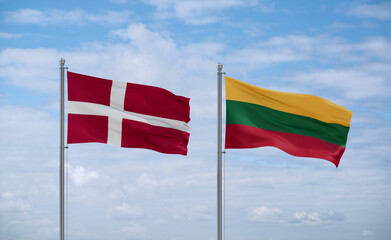 Lithuania and Denmark flags, country relationship concept
