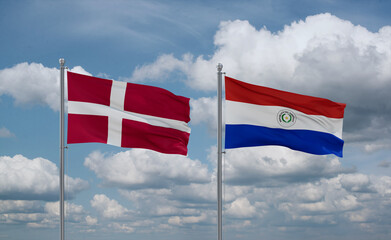 Paraguay and Denmark flags, country relationship concept