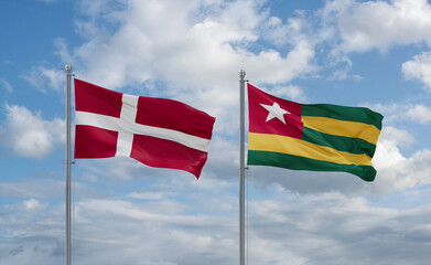 Togo and Denmark flags, country relationship concept