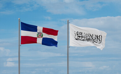 Dominican and Afghanistan national flags, country relationship concept