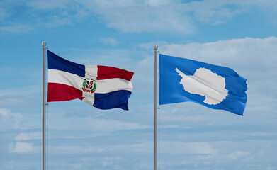 Dominican and Antarctica flags, country relationship concept