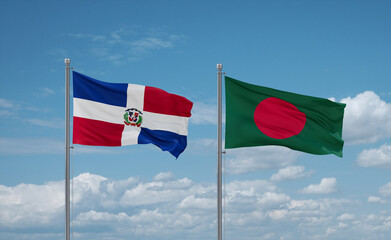 Bangladesh and Dominican flags, country relationship concept