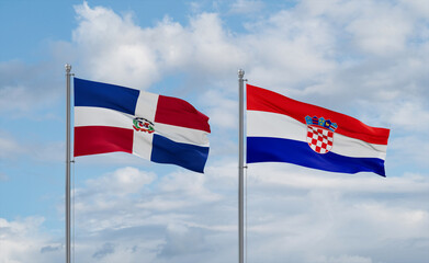 Croatia and Dominican flags, country relationship concept