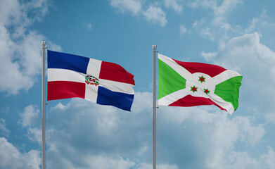 Burundi and Dominican flags, country relationship concept