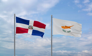 Cyprus and Dominican flags, country relationship concept