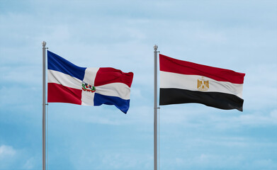 Egypt and Dominican flags, country relationship concept