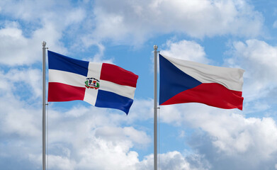 Czech Republic and Dominican flags, country relationship concept