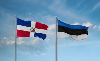 Estonia and Dominican flags, country relationship concept